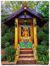 Buddha images in a beautiful small pavilion