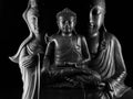 Buddha and Ksitigarbha and Avalokitasvara Bodhisattva/Guan Yin/Guanshiyin sculpture Royalty Free Stock Photo