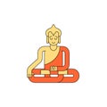 Buddha linear style. Buddhist statue. Meditation and enlightenment.