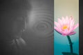 Buddha and Lotus flower peace of life and wisdom from Asian religion art design for background template