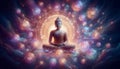 Buddha with mantras, Ai generated image Royalty Free Stock Photo