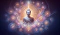 Buddha with mantras, Ai generated image Royalty Free Stock Photo