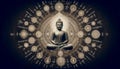Buddha with mantras, Ai generated image Royalty Free Stock Photo