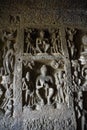 Buddha meditating carved on the wall of Aurangabad Cave