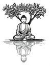 Buddha Meditating Under a Tree Royalty Free Stock Photo