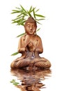 Buddha in harmony with bamboo reflektion over rippled water Royalty Free Stock Photo