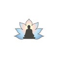 Buddha meditation silhouette with Lotus flower background Royalty Free Stock Photo