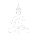 Buddha meditation yoga outline drawing