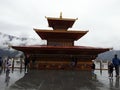 Buddha monastery is covered by beautiful mountains..