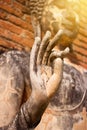 Buddha Old hand in Sukhothai Historic Park Royalty Free Stock Photo