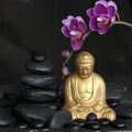 Buddha with Orchid Royalty Free Stock Photo