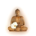 Buddha with Orchid Flower Royalty Free Stock Photo