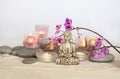 Buddha And Orchid Still Life Royalty Free Stock Photo