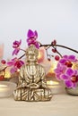 Buddha And Orchid Still Life Royalty Free Stock Photo