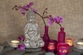 Buddha And Orchid Still Life Royalty Free Stock Photo