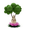 Buddha placed in lotus idol 3d render Royalty Free Stock Photo