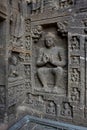 Buddha in Pralambapadasana on the right wall of the faÃÂ§ade of Chaitya, Ajanta