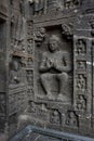 Buddha in Pralambapadasana on the right wall of the faÃÂ§ade of Chaitya, Ajanta Maharashtra Royalty Free Stock Photo