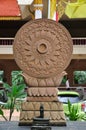 Buddha pray wheel with snake Royalty Free Stock Photo