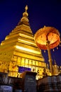 Buddha Relics in Golden chedi of Wat Phra That Cho Hae temple