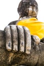 Buddha`s hand shows the tranquility.