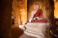 Buddha`s statue in a Bagan pagoda Royalty Free Stock Photo
