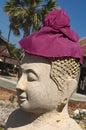 Buddha sculpture with Krama head cover Royalty Free Stock Photo