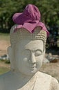 Buddha sculpture with Krama head cover Royalty Free Stock Photo