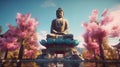 Buddha Shakyamuni sits on a beautiful lotus AI generated