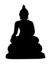 Buddha Silhouette isolate on white background,Clipping Path , Asalha Puja Day Royalty Free Stock Photo