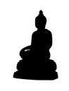 Buddha Silhouette isolate on white background,Clipping Path Royalty Free Stock Photo