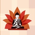 Buddha silhouette with lotus flower.