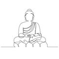 Buddha Silhouette - One Line Drawings. Religion the symbol of Hinduism, Buddhism, spirituality and enlightenment. Drawing with a