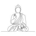 Buddha Silhouette - One Line Drawings. Religion the symbol of Hinduism, Buddhism, spirituality and enlightenment. Drawing with a