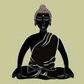 Buddha sitting in the lotus Indian meditation closed eyes black