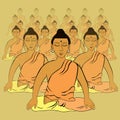 Buddha sitting in the lotus Indian meditation closed eyes vect