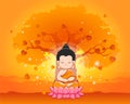 Cute Buddha meditating on the lotus.Happy vesak day,Magha puja or buddha purnima Royalty Free Stock Photo