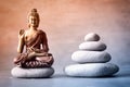 Buddha is sitting in ZEN garden Royalty Free Stock Photo