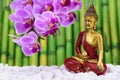 Buddha is sitting in ZEN garden Royalty Free Stock Photo