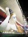 Buddha sleeping, buddha statue in myanmar temple, Shwethalyaung reclining buddha, Bago, Myanmar Royalty Free Stock Photo