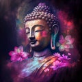 Buddha statua with flowers Royalty Free Stock Photo
