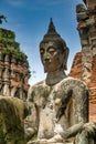 Buddhist statue in Wat Mahathat in Ayutthaya, Thailand Royalty Free Stock Photo