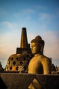 Buddha statue in Borobudur Temple,Borobudur, ancient buddhist temple near Yogyakarta, Java, Indonesia Royalty Free Stock Photo