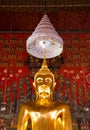 Buddha statue in consecraed consecrated convocation hall of Wat Saket