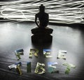 Buddha statue with Free Tibet letters