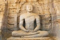 Buddha statue at Gal vihara temple in Polonnaruwa, Sri Lanka. The temple has four rock relief statues of the buddha carved of a