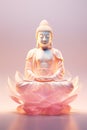 Buddha statue on glowing pink lotus flower