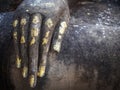 Buddha Statue Hand with gold leaf Antique collection Royalty Free Stock Photo