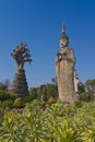 Buddha statue in hindu style, thai temple in Nhongkhai Province Thailand