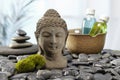 Buddha statue, hot stones Royalty Free Stock Photo